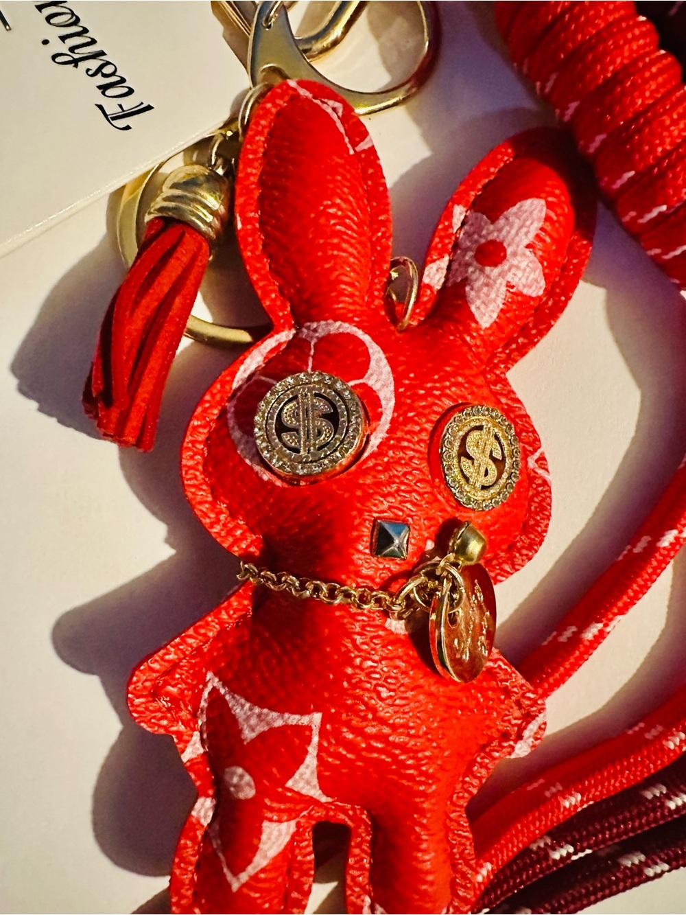 Red Bunny BagCharm/Keychain with Tassel - Picture 2 of 3